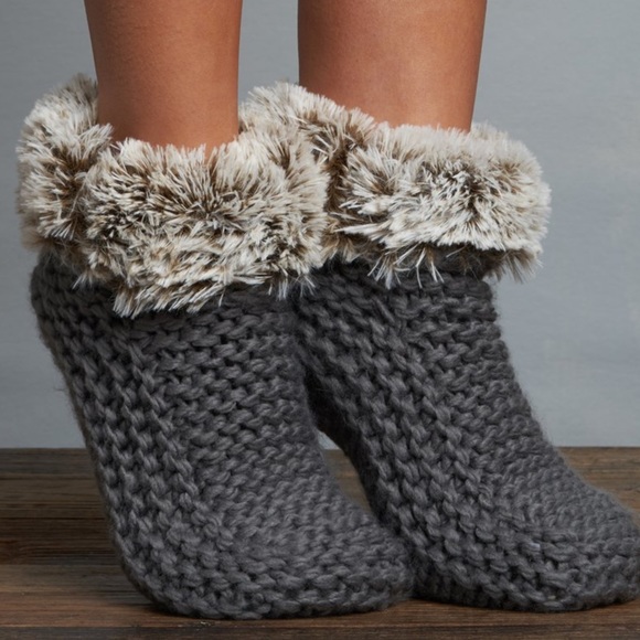 Lemon Shoes - Faux Fur Knit Slipper Booties
